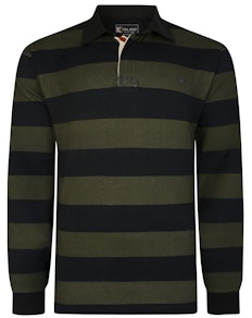 KAM Rugby Style Long Sleeve Polo Shirt Khaki